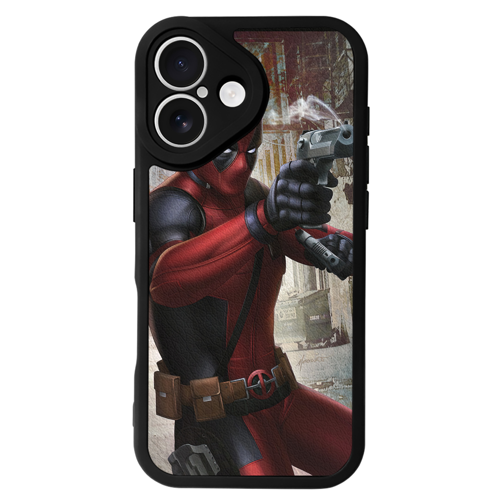 （画像用） Deadpool デッドプール 【iPhone 16シリーズ対応】シリコンスマホケース（レザー調） 材質：シリコン